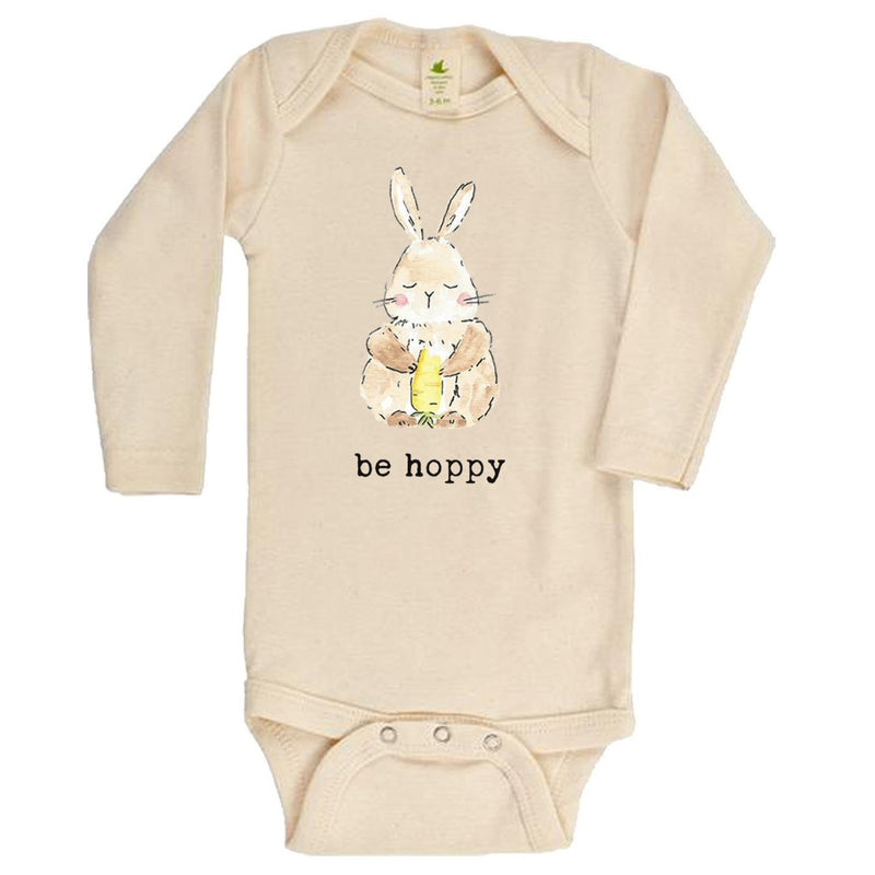 "Be Hoppy" Bunny Long Sleeve Organic Bodysuit
