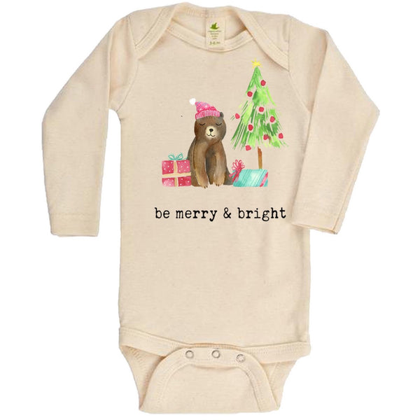 "Be Merry & Bright" Long Sleeve Organic Bodysuit