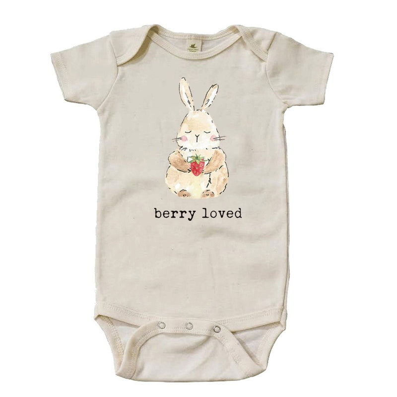 "Berry Loved" Bunny Short Sleeve Organic Bodysuit