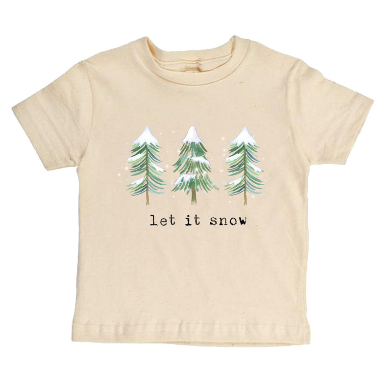 "Let It Snow" Pine trees Short Sleeve Organic Tee