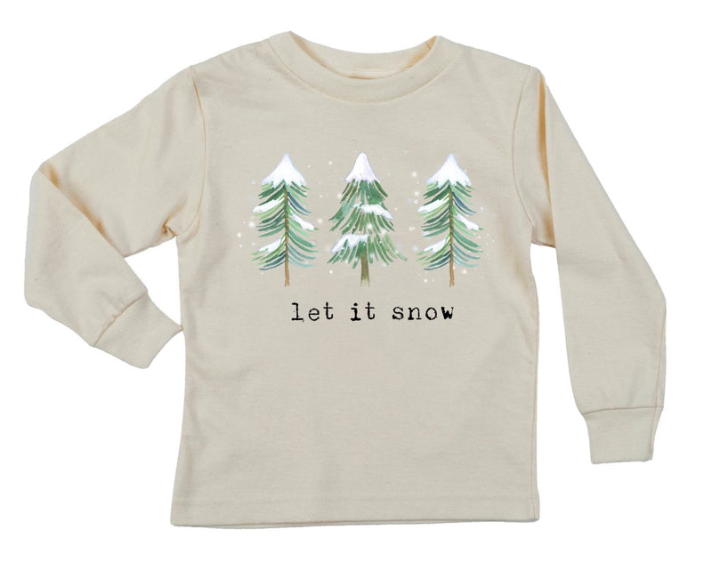 "Let It Snow" Pine Tree Long Sleeve Organic Tee
