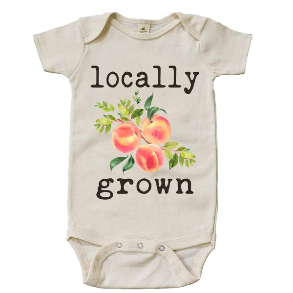 "Locally Grown" Peach Short Sleeve Organic Bodysuit
