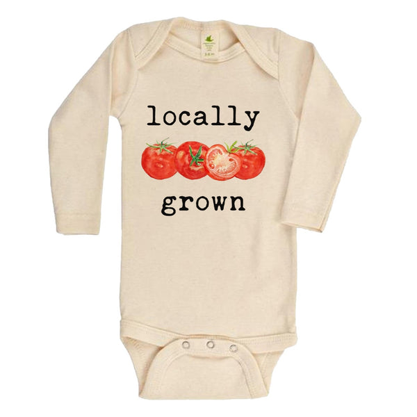 'Locally Grown" Tomato Long Sleeve Organic Bodysuit