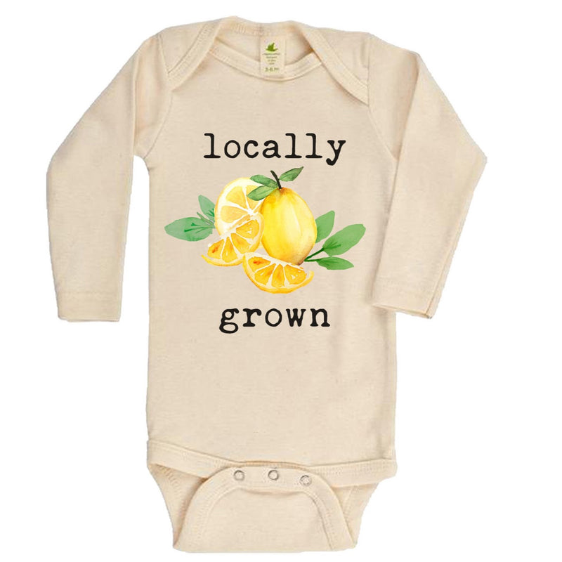 "Locally Grown" Lemon Long Sleeve Organic Bodysuit