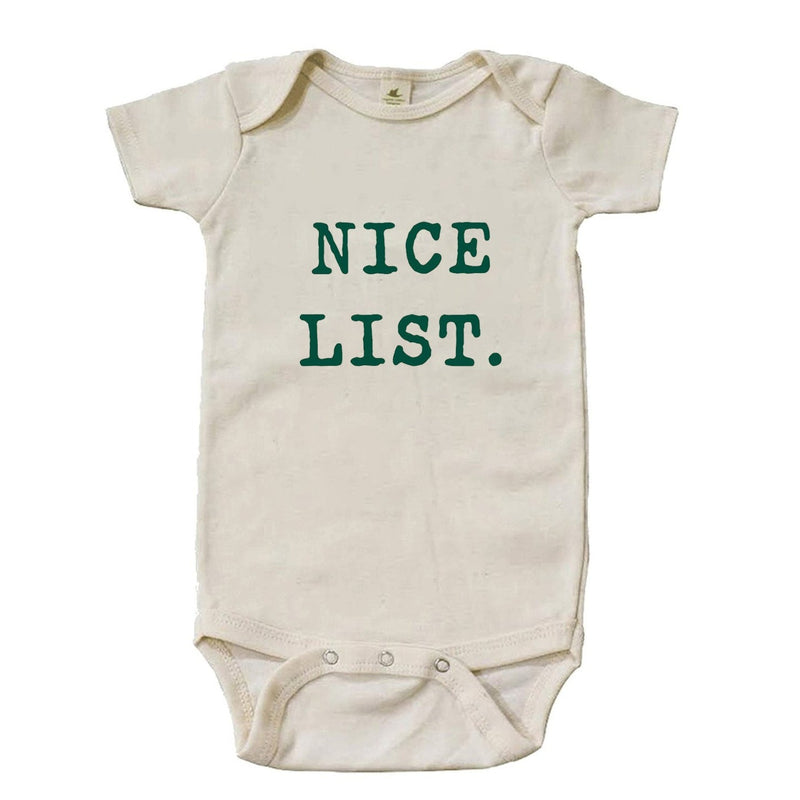 "Nice List" Short Sleeve Organic Bodysuit