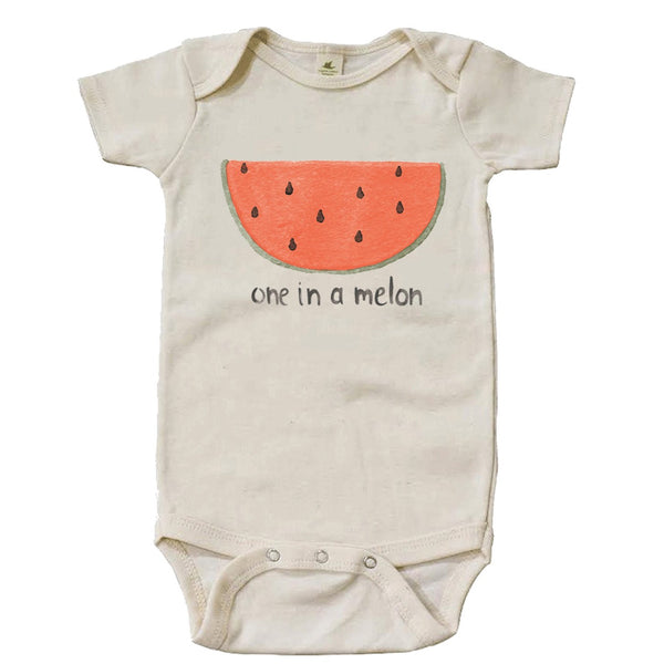 "One In A Melon" Gender Neutral Short Sleeve Organic Bodysuit