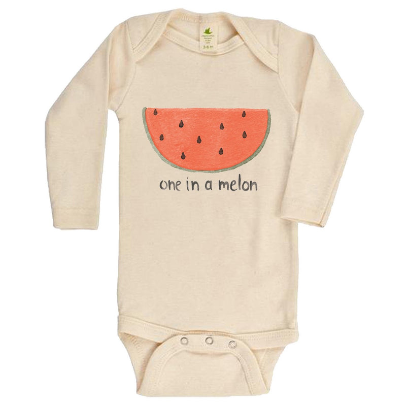 "One In A Melon" Gender Neutral Long Sleeve Organic Bodysuit