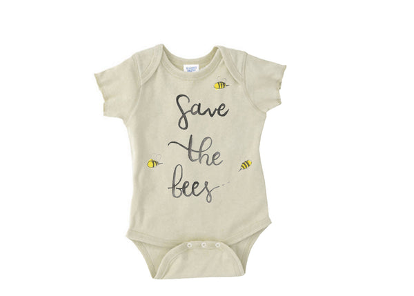 "Save The Bees" Gender Neutral Short Sleeve Organic Bodysuit