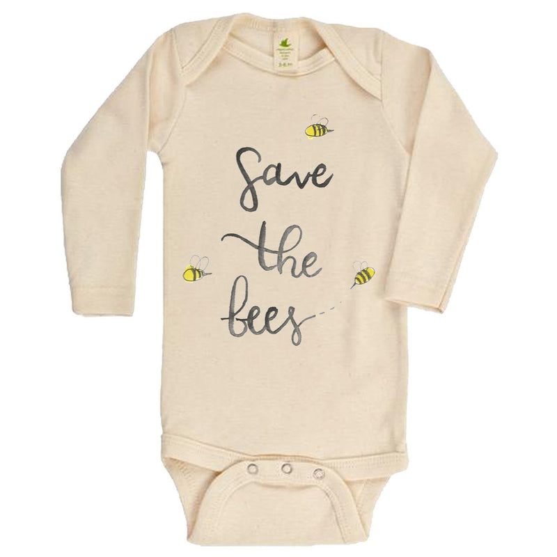 "Save The Bees" Gender Neutral Long Sleeve Organic Bodysuit