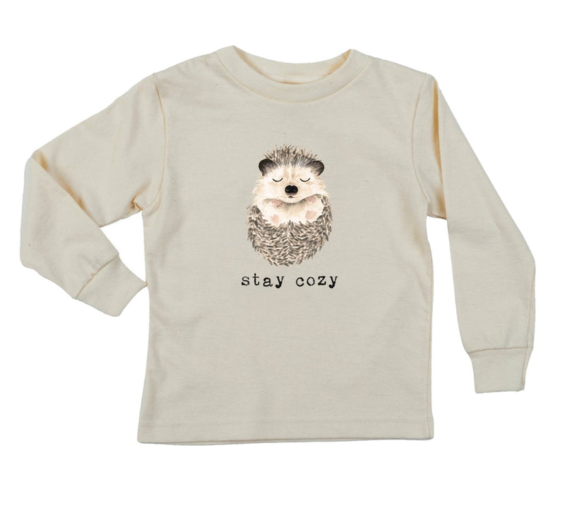 "Stay Cozy" Hedgehog Long Sleeve Organic Tee