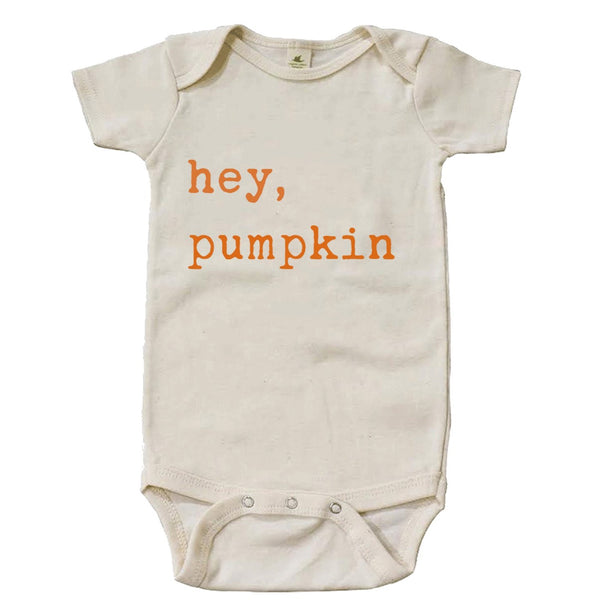 "Hey Pumpkin" Orange Font Short Sleeve Organic Bodysuit