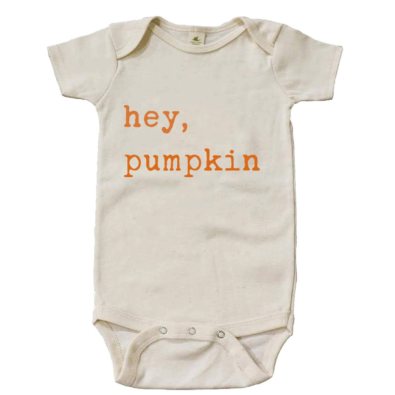 "Hey Pumpkin" Orange Font Short Sleeve Organic Bodysuit